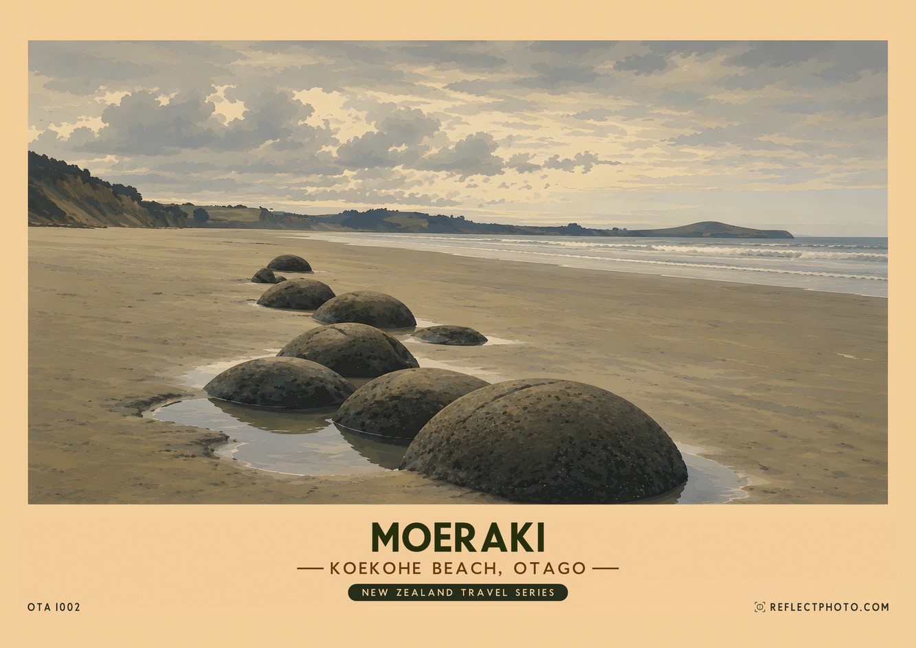 Moeraki — New Zealand Travel Series print by Reflect Photo